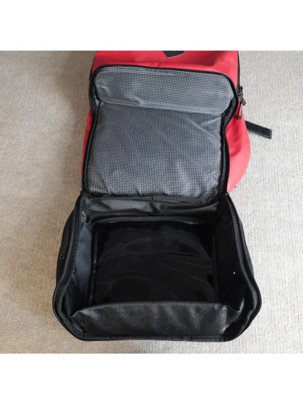 Shrine Backpack Black Red Solid Sneaker Compartment Travel